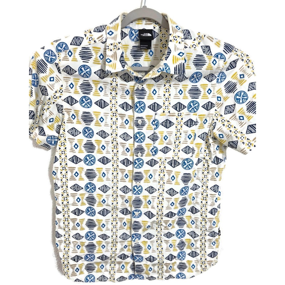 The North Face Baytrail Woven Pring Beach Short Sleeve Button Shirt Mens Large
